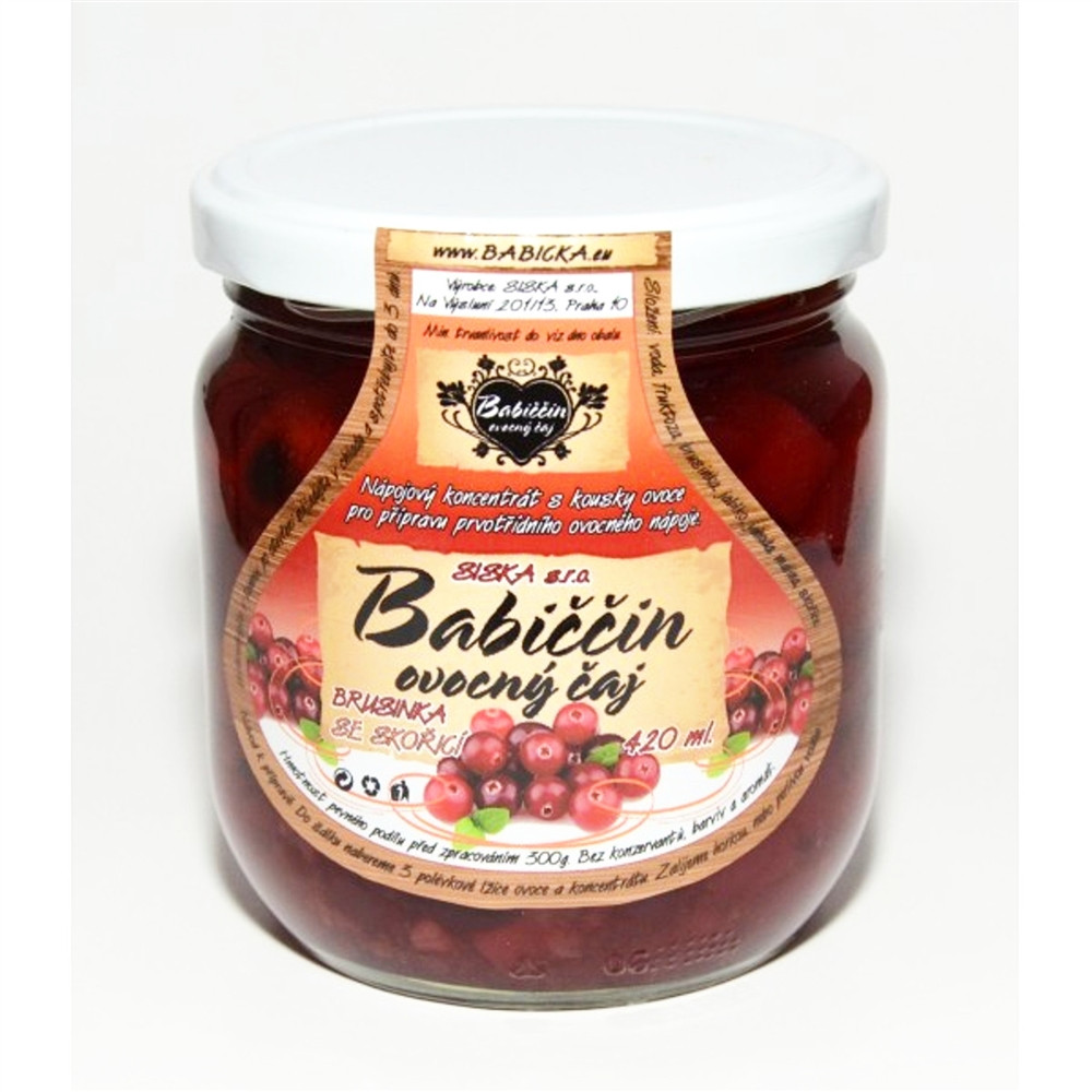 Babiččin ovocný čaj - brusinka se skořicí 420ml Babiččin ovocný čaj - brusinka se skořicí 420ml