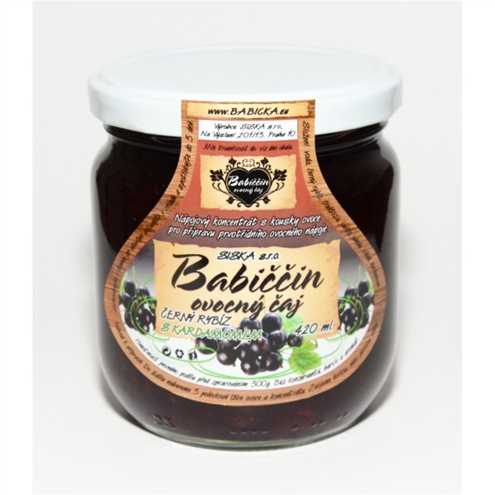 Babiččin ovocný čaj - černý rybíz s kardamonem 420ml Babiččin ovocný čaj - černý rybíz s kardamonem 420ml