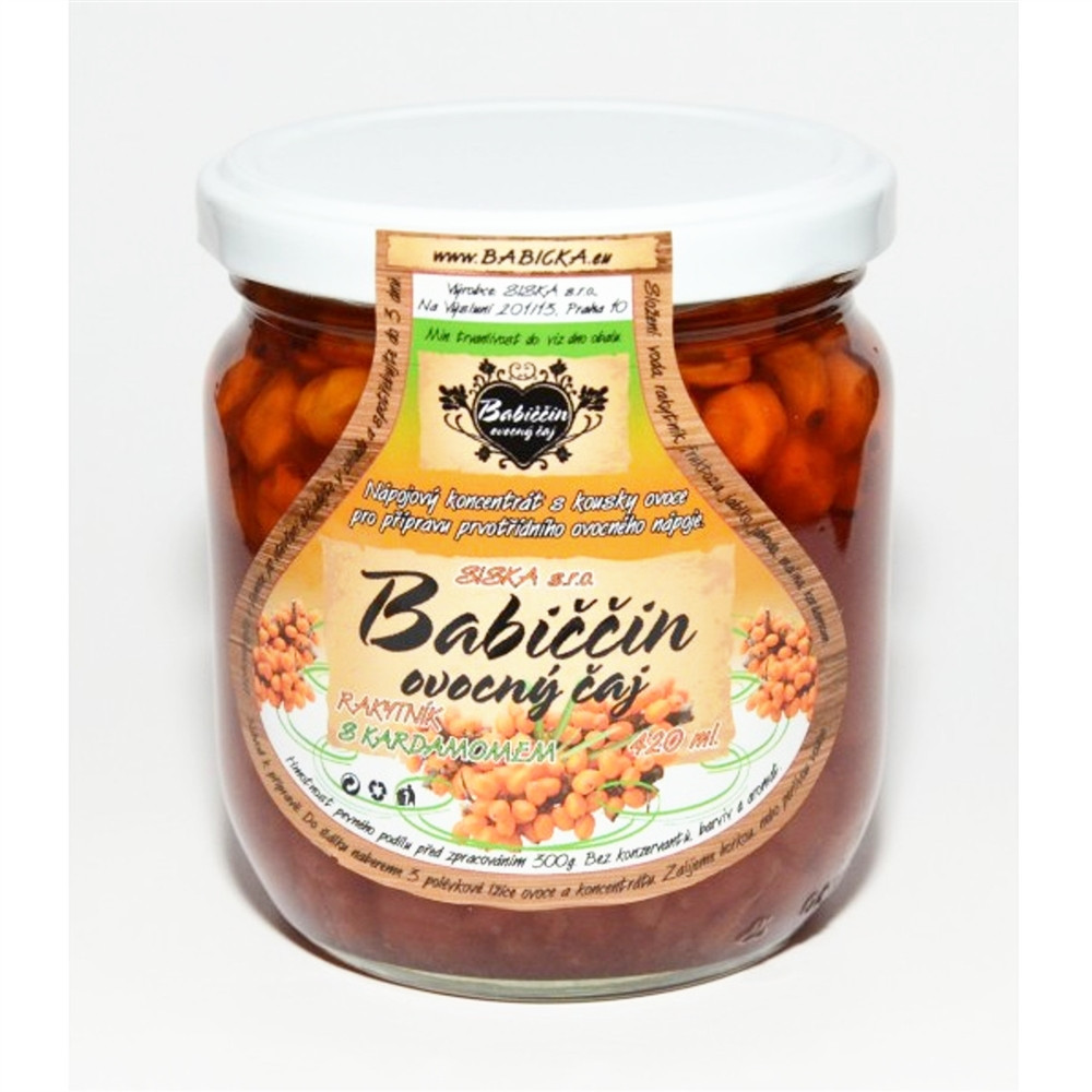Babiččin ovocný čaj - rakytník s kardamonem 420ml Babiččin ovocný čaj - rakytník s kardamonem 420ml