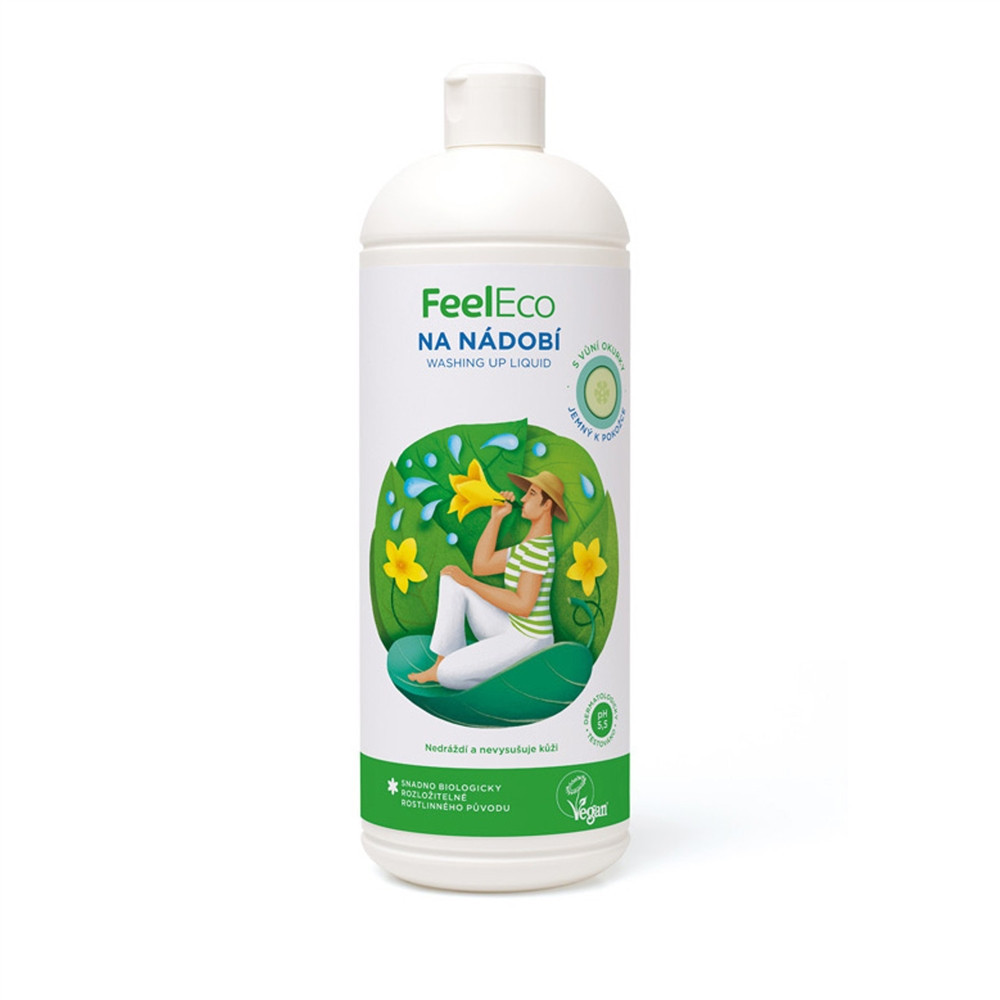 Prostředek na mytí nádobí - okurka - Feel Eco 1000ml Prostředek na mytí nádobí - okurka - Feel Eco 1000ml