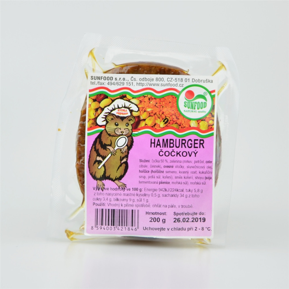 Hamburger čočkový - Sunfood 200g Hamburger čočkový - Sunfood 200g