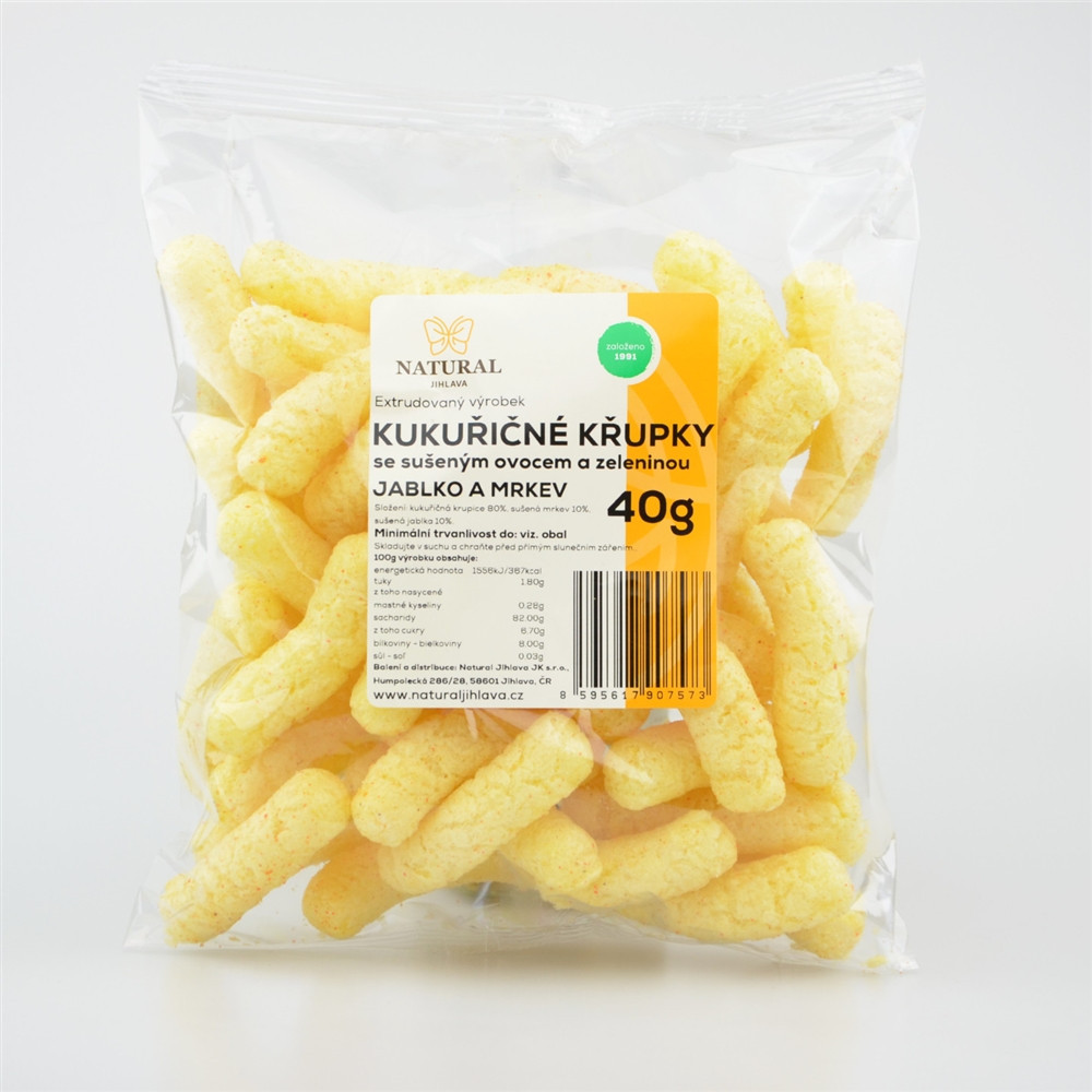 Křupky kukuřičné jablko a mrkev - Natural 40g