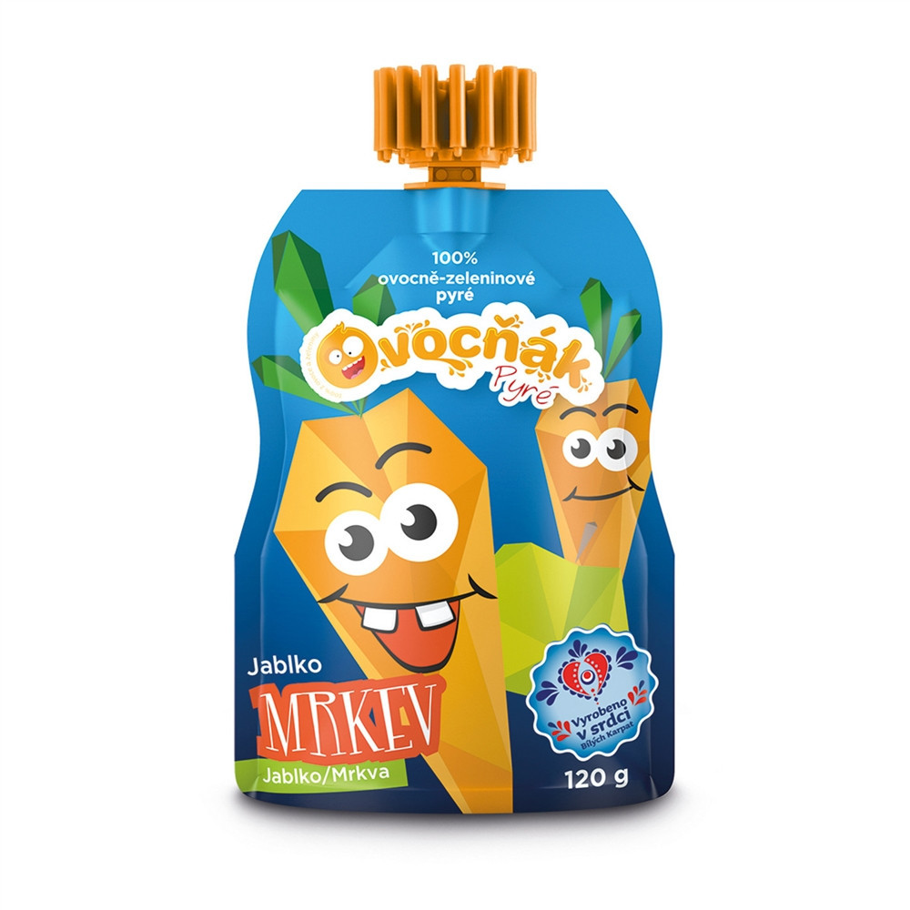 100% ovocně-zeleninové pyré Ovocňák jablko/mrkev 120g 100% ovocně-zeleninové pyré Ovocňák jablko/mrkev 120g