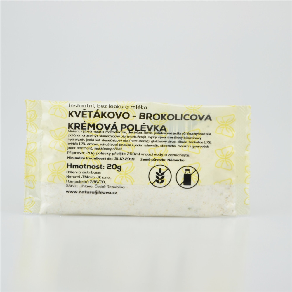 Instantní krémová květákovo-brokolicová polévka bez lepku a mléka - Natural 20g Instantní krémová květákovo-brokolicová polévka bez lepku a mléka - Natural 20g