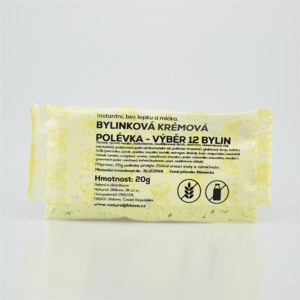 Instantní krémová polévka s výběrem 12-ti bylin bez lepku a mléka - Natural 20g