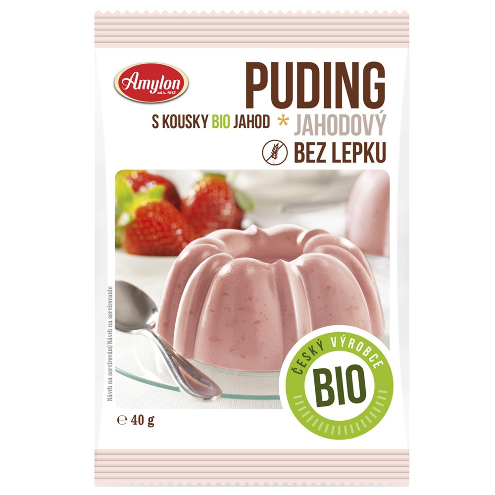 Puding jahodový BIO bez lepku - Amylon 40g Puding jahodový BIO bez lepku - Amylon 40g