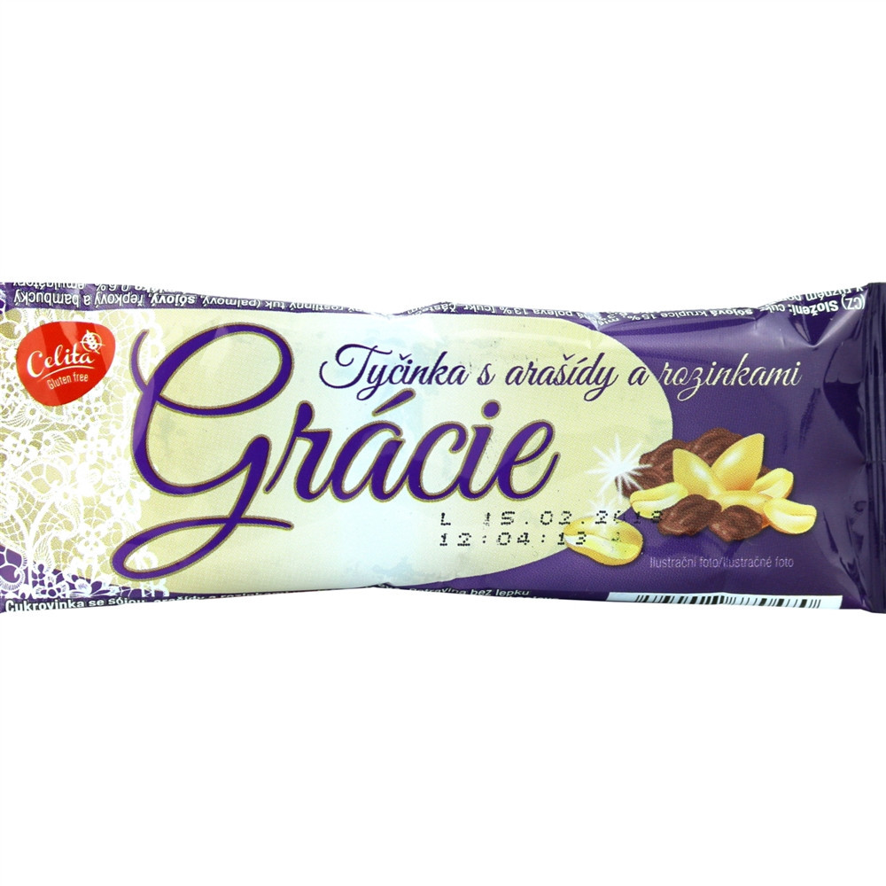 Grácie - sójová tyčinka s arašídy a rozinkami 30g