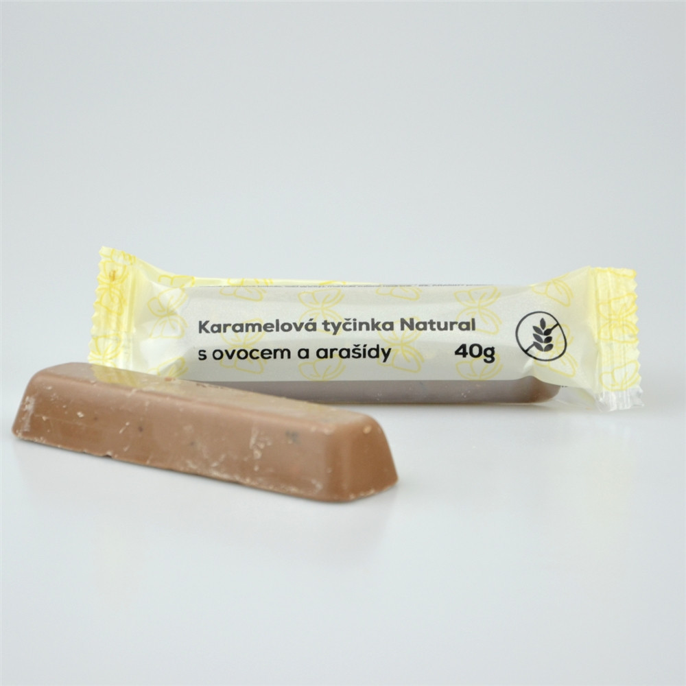 Karamelová tyčinka s ovocem a arašídy - Natural 40g Karamelová tyčinka s ovocem a arašídy - Natural 40g