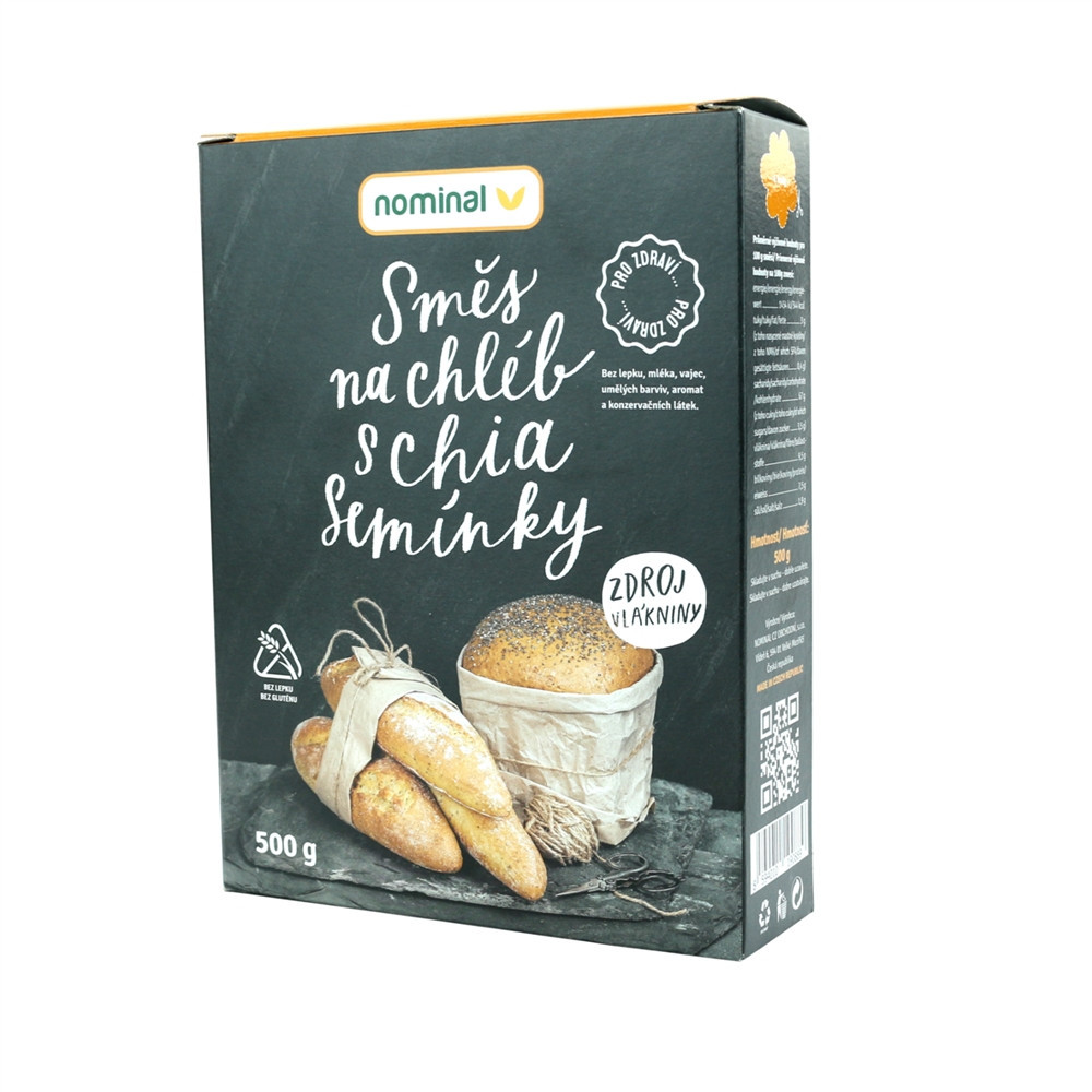 Směs na chléb s chia semínky bez lepku - Nominal 500g Směs na chléb s chia semínky bez lepku - Nominal 500g
