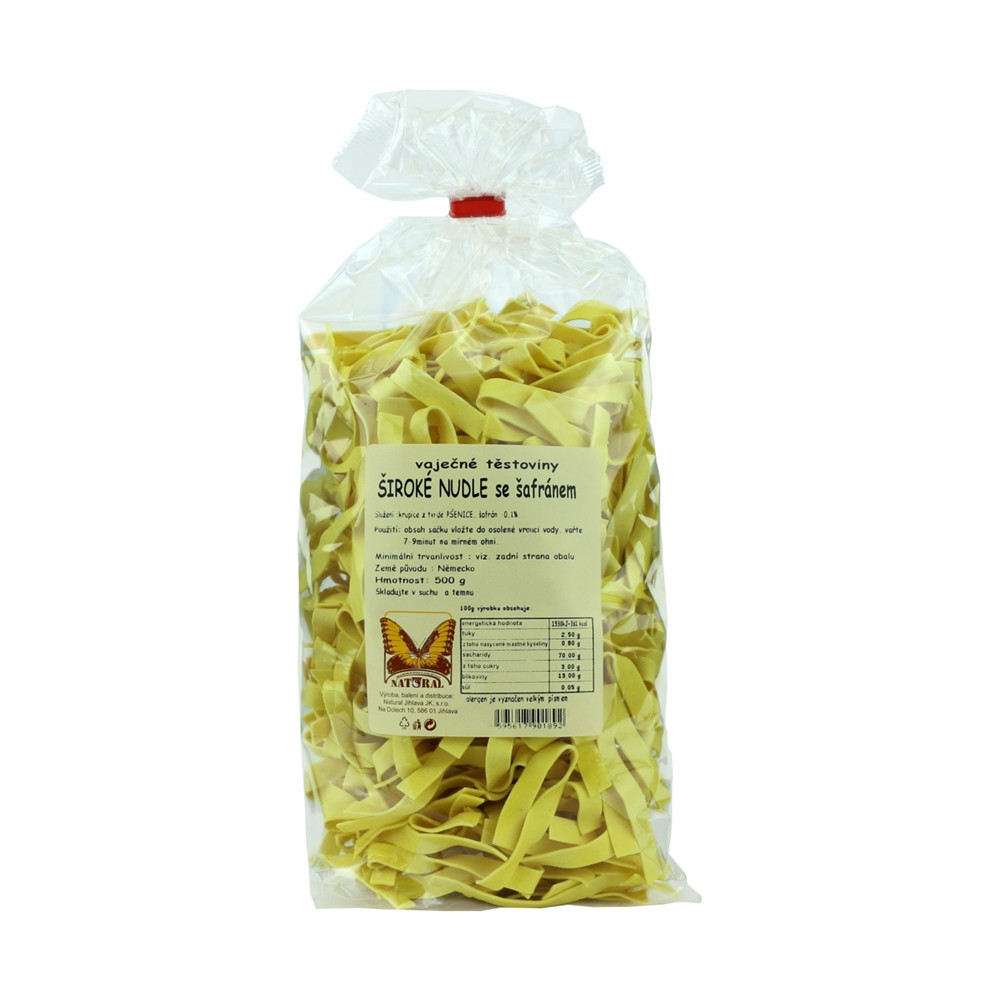Těstoviny široké nudle se šafránem - Natural 500g Těstoviny široké nudle se šafránem - Natural 500g