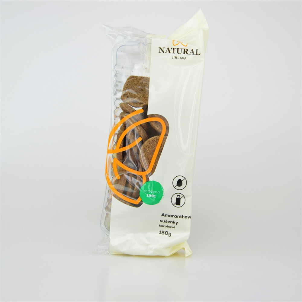 Sušenky amaranthové karobové celozrnné bez vajec a mléka - Natural 150g